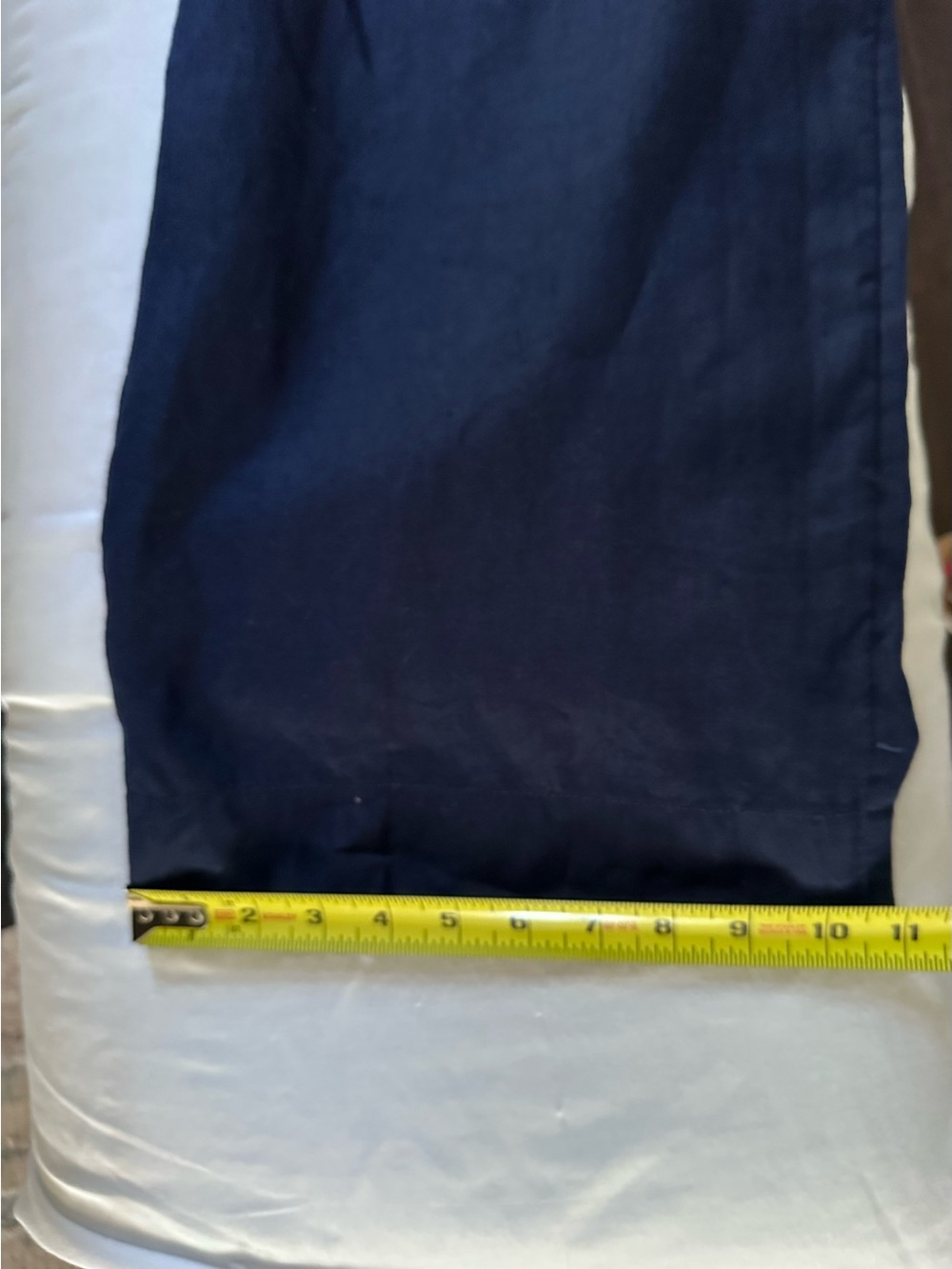 Tahari Essentials 100% Linen Navy Pull On Cropped Wide Leg Pants Women’s L - Picture 11 of 11